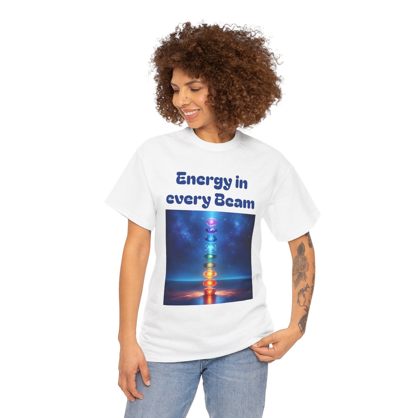 'Energy in Every Beam' Glowing Chakra Stones Unisex T-Shirt – cute shirt Cotton