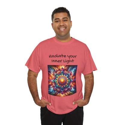 Mandala Sun Design Unisex T-Shirt - 'Radiate Your Inner Light' - 100% Cotton Fabric - Comfortable Tee