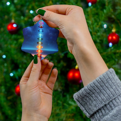 'Energy in Every Beam' Glowing Chakra Stones Ceramic Ornament