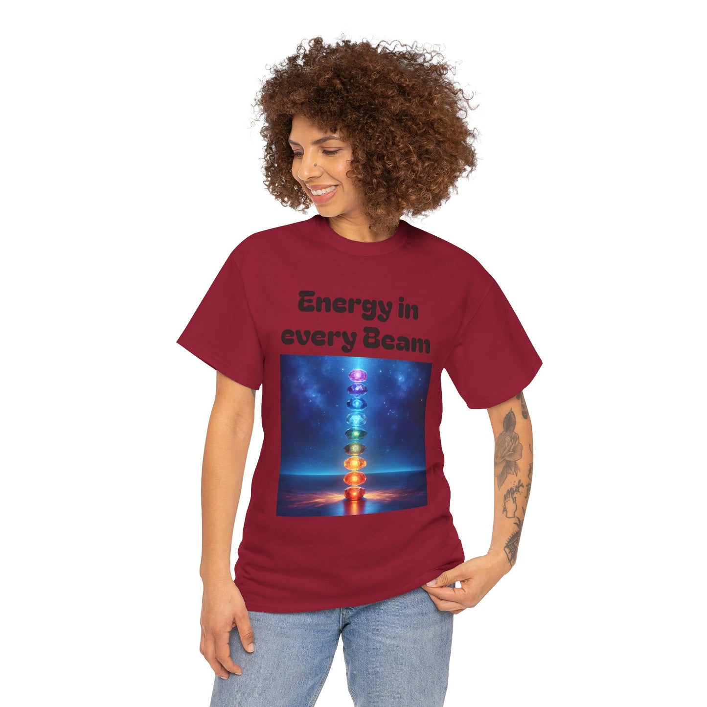 'Energy in Every Beam' Glowing Chakra Stones Unisex T-Shirt – cute shirt Cotton