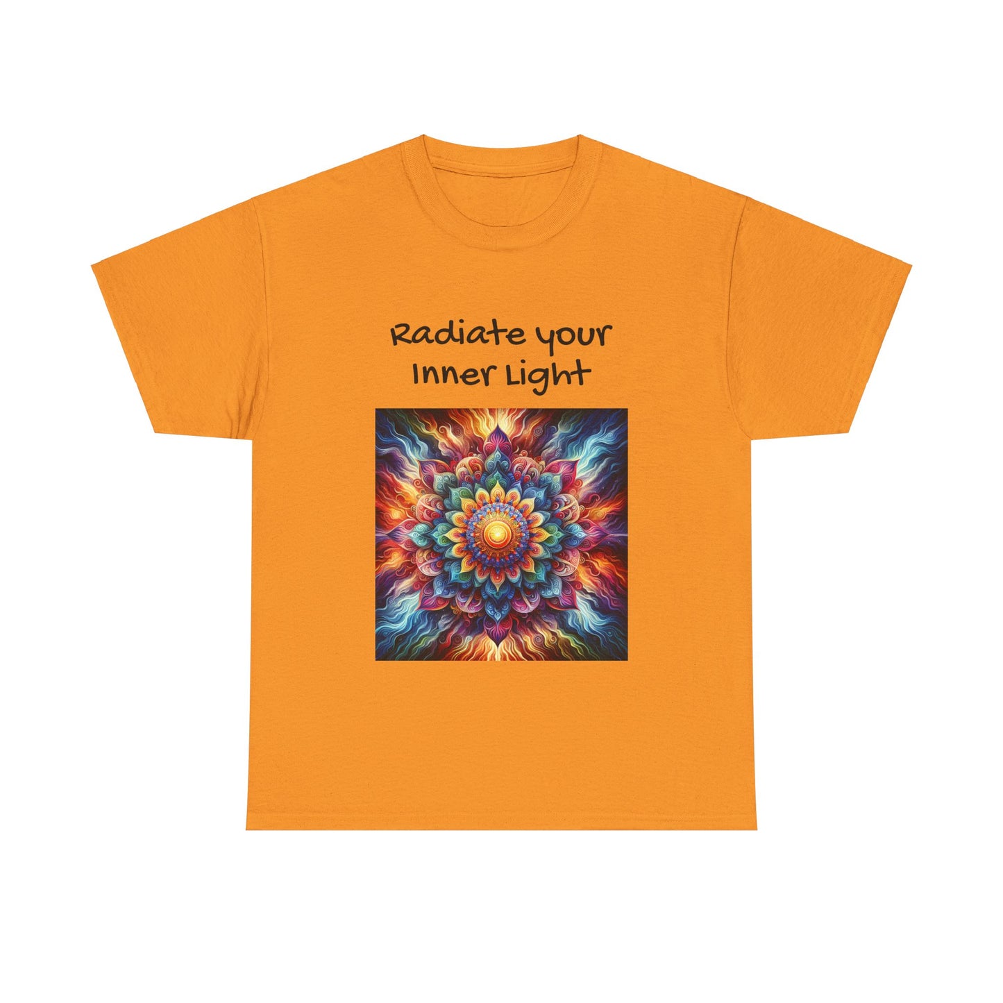 Mandala Sun Design Unisex T-Shirt - 'Radiate Your Inner Light' - 100% Cotton Fabric - Comfortable Tee