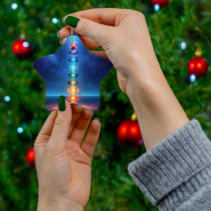 'Energy in Every Beam' Glowing Chakra Stones Ceramic Ornament