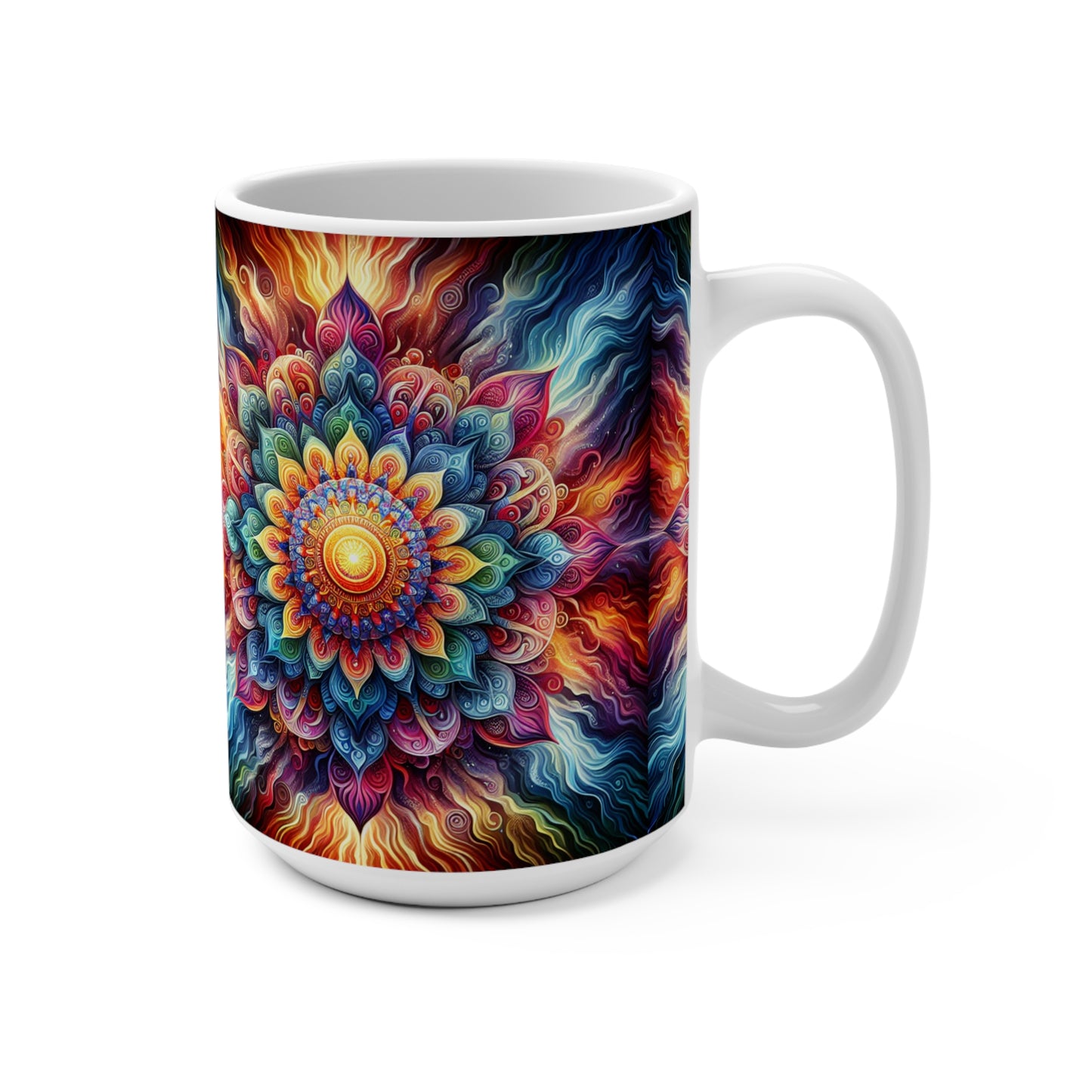 Mandala Ceramic Mug 15oz – ‘Radiate Your Inner Light’