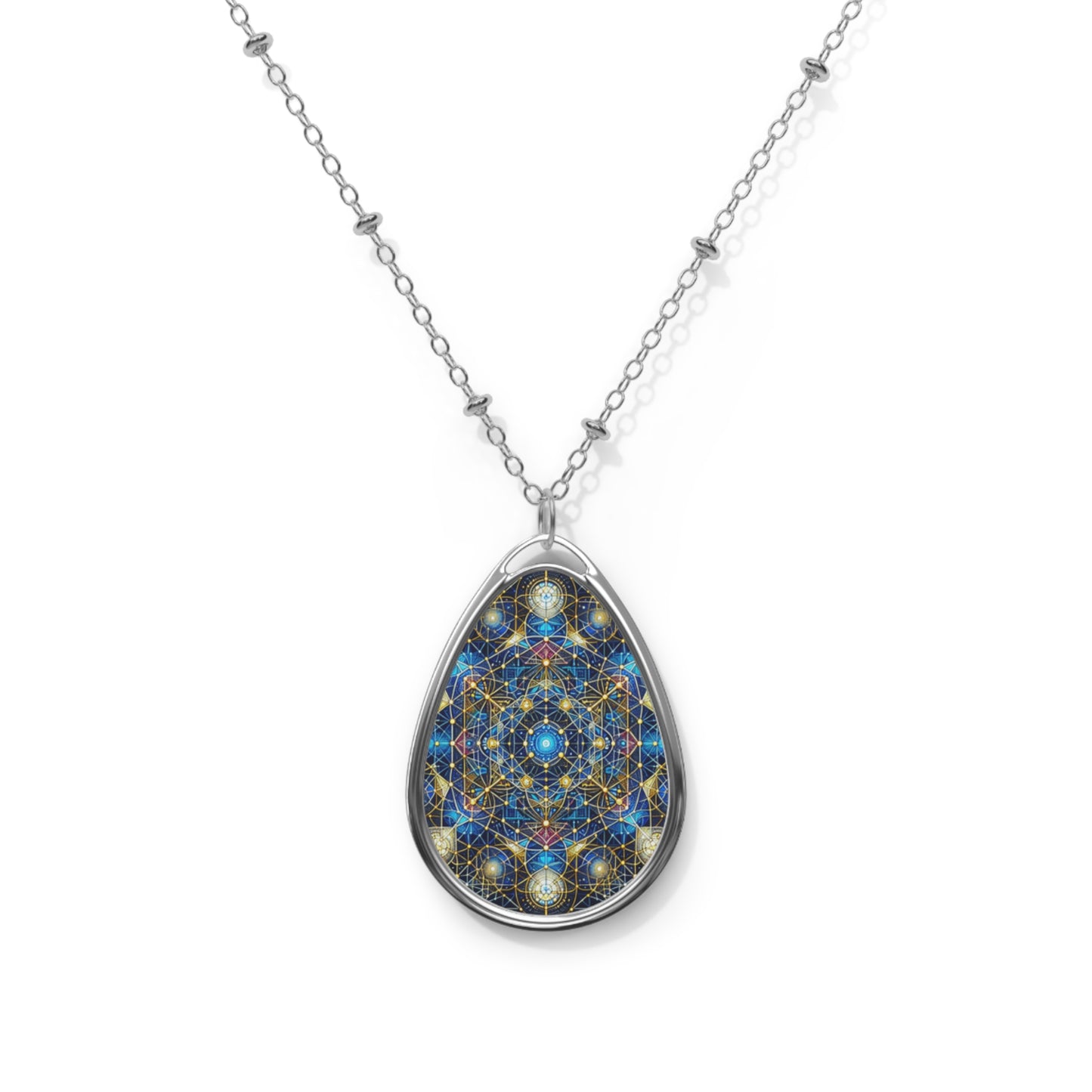 Metatron’s Cube Oval Necklace – ‘Emblem of Cosmic Balance’