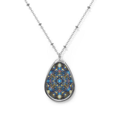 Metatron’s Cube Oval Necklace – ‘Emblem of Cosmic Balance’