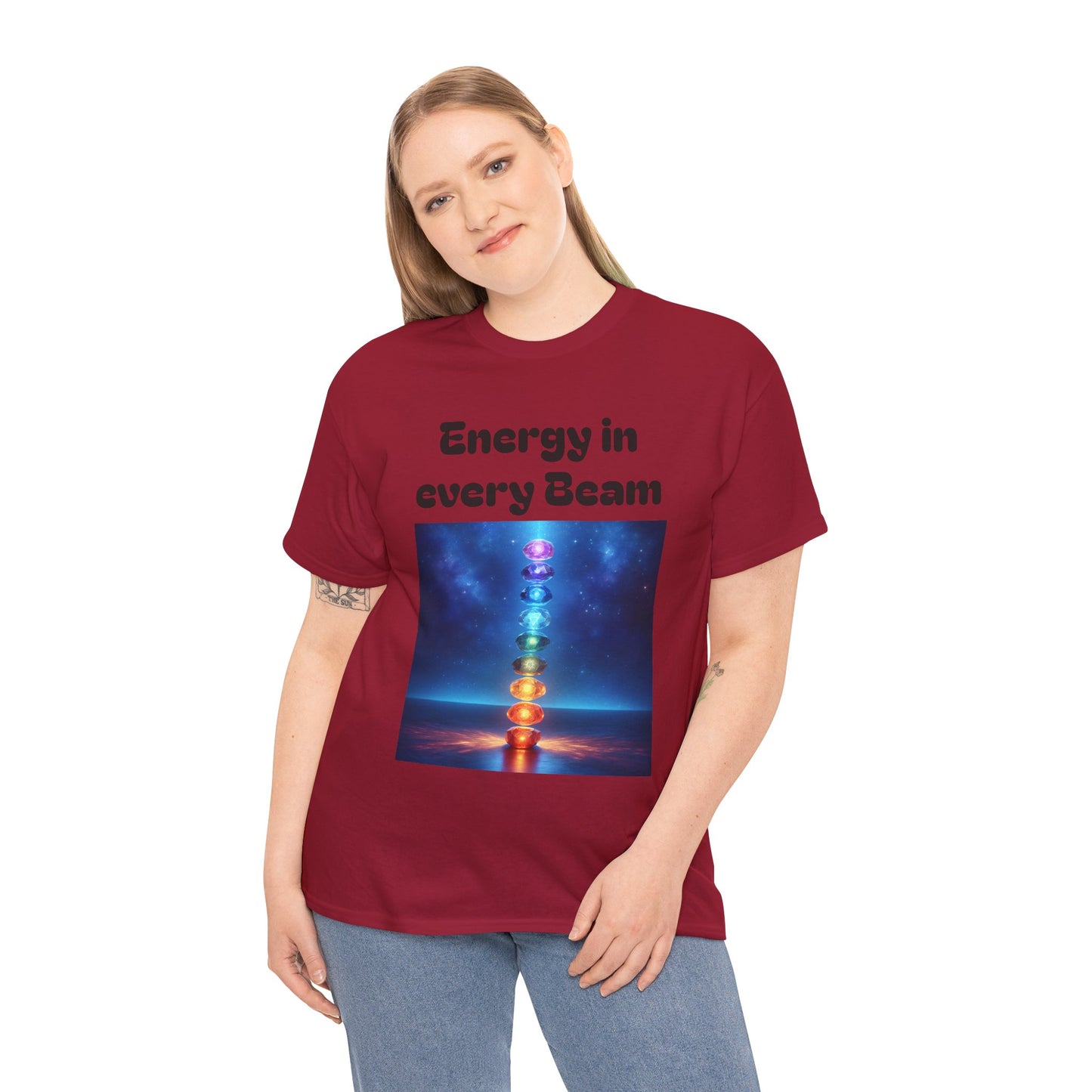 'Energy in Every Beam' Glowing Chakra Stones Unisex T-Shirt – cute shirt Cotton