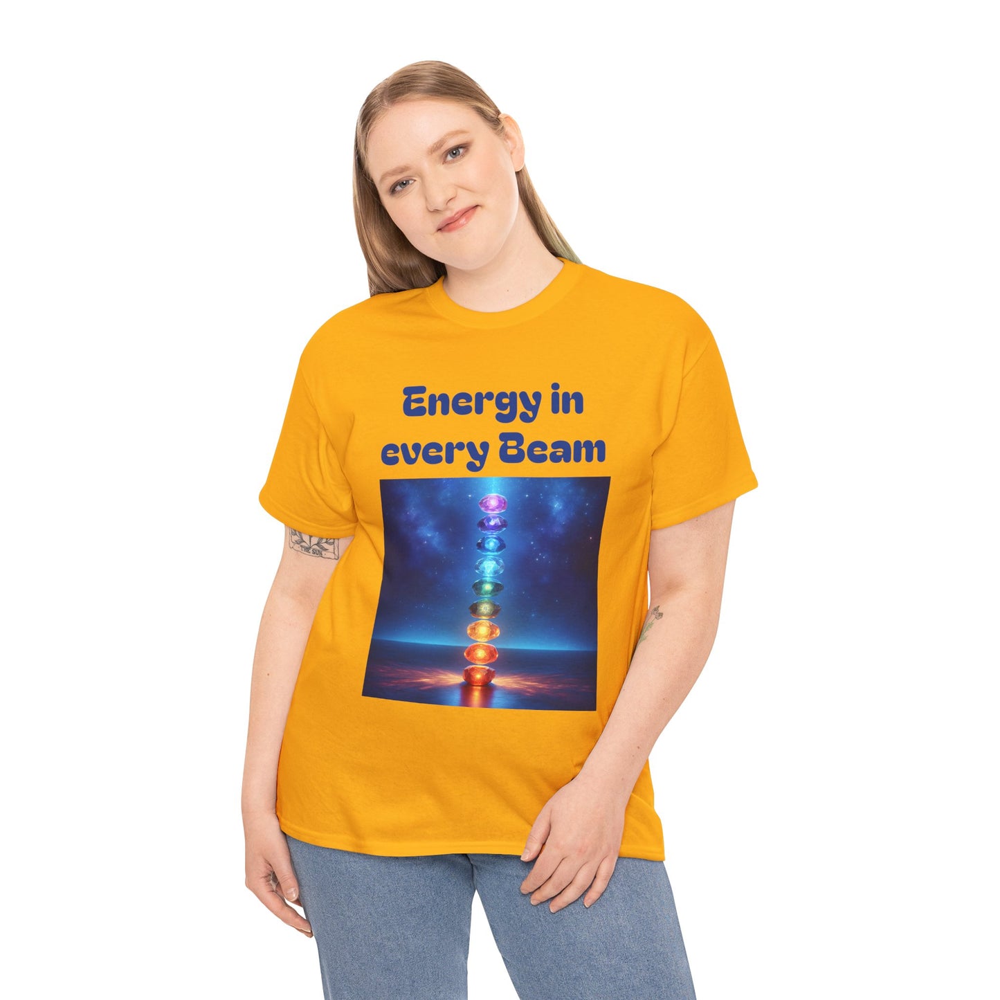 'Energy in Every Beam' Glowing Chakra Stones Unisex T-Shirt – cute shirt Cotton