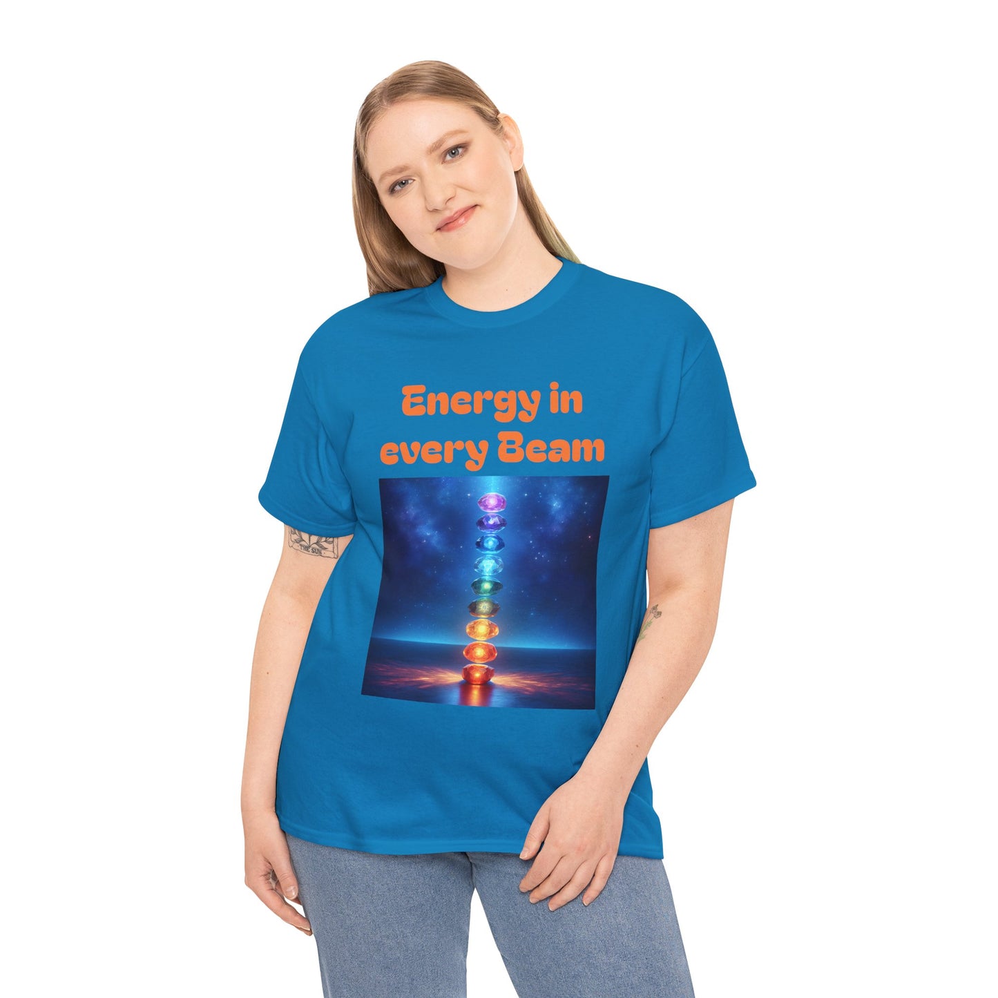 'Energy in Every Beam' Glowing Chakra Stones Unisex T-Shirt – cute shirt Cotton