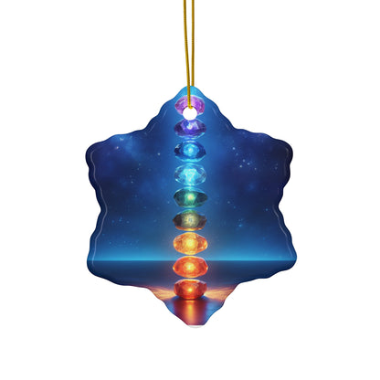 'Energy in Every Beam' Glowing Chakra Stones Ceramic Ornament