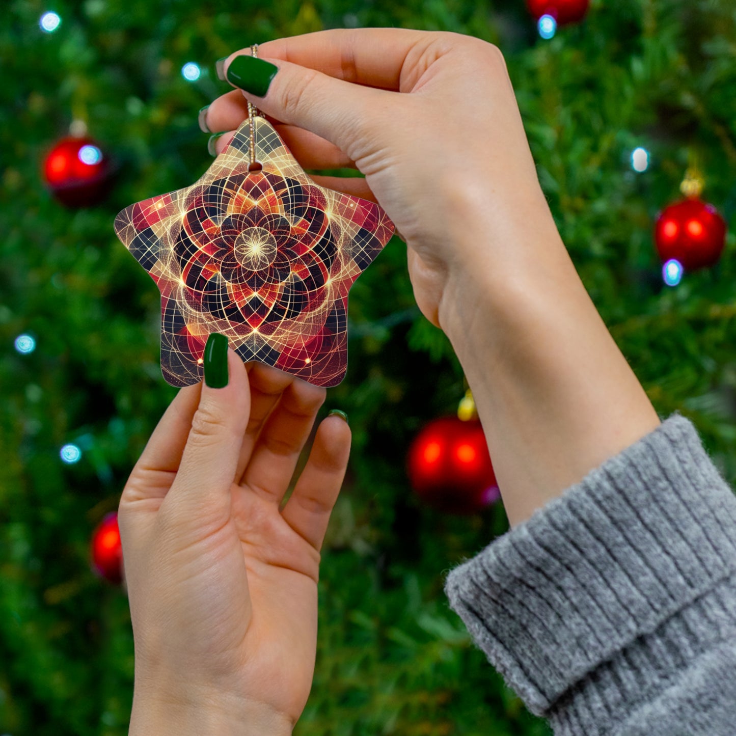 Vitality Sacred Geometry Ornament – Vibrant Circles and Diamonds (Star, Snowflake, Circle)