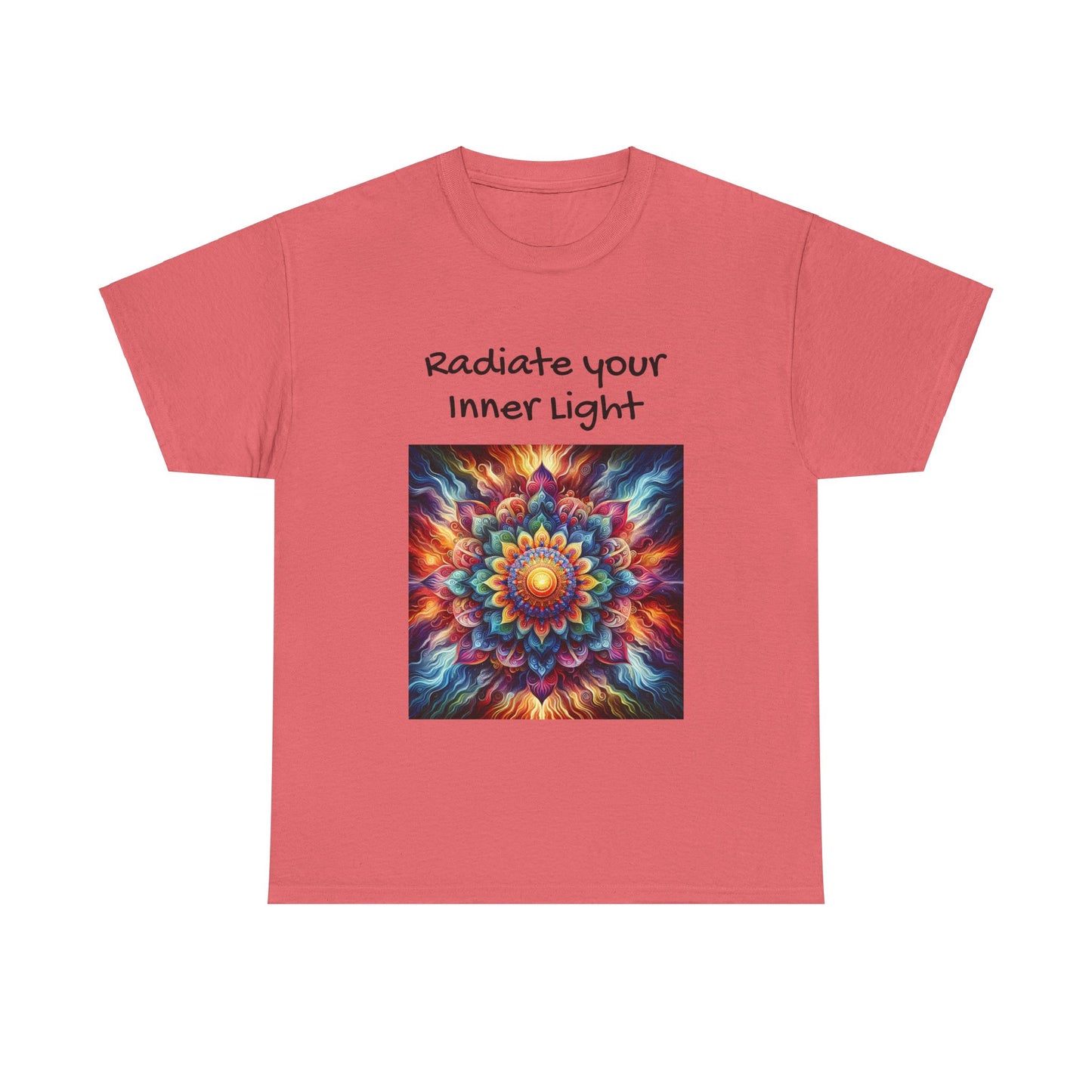 Mandala Sun Design Unisex T-Shirt - 'Radiate Your Inner Light' - 100% Cotton Fabric - Comfortable Tee