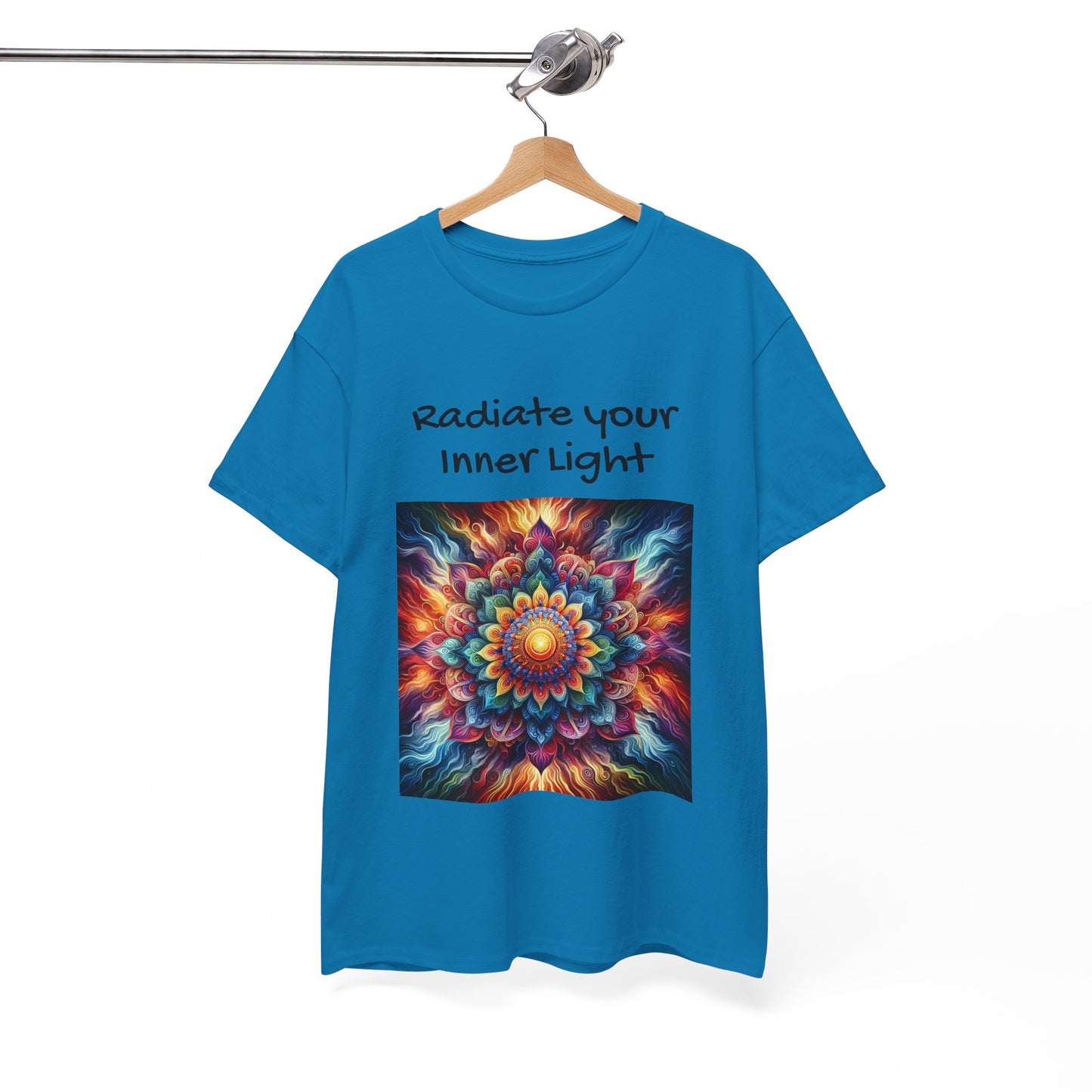 Mandala Sun Design Unisex T-Shirt - 'Radiate Your Inner Light' - 100% Cotton Fabric - Comfortable Tee