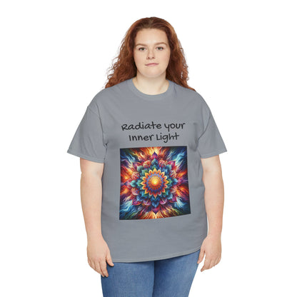 Mandala Sun Design Unisex T-Shirt - 'Radiate Your Inner Light' - 100% Cotton Fabric - Comfortable Tee