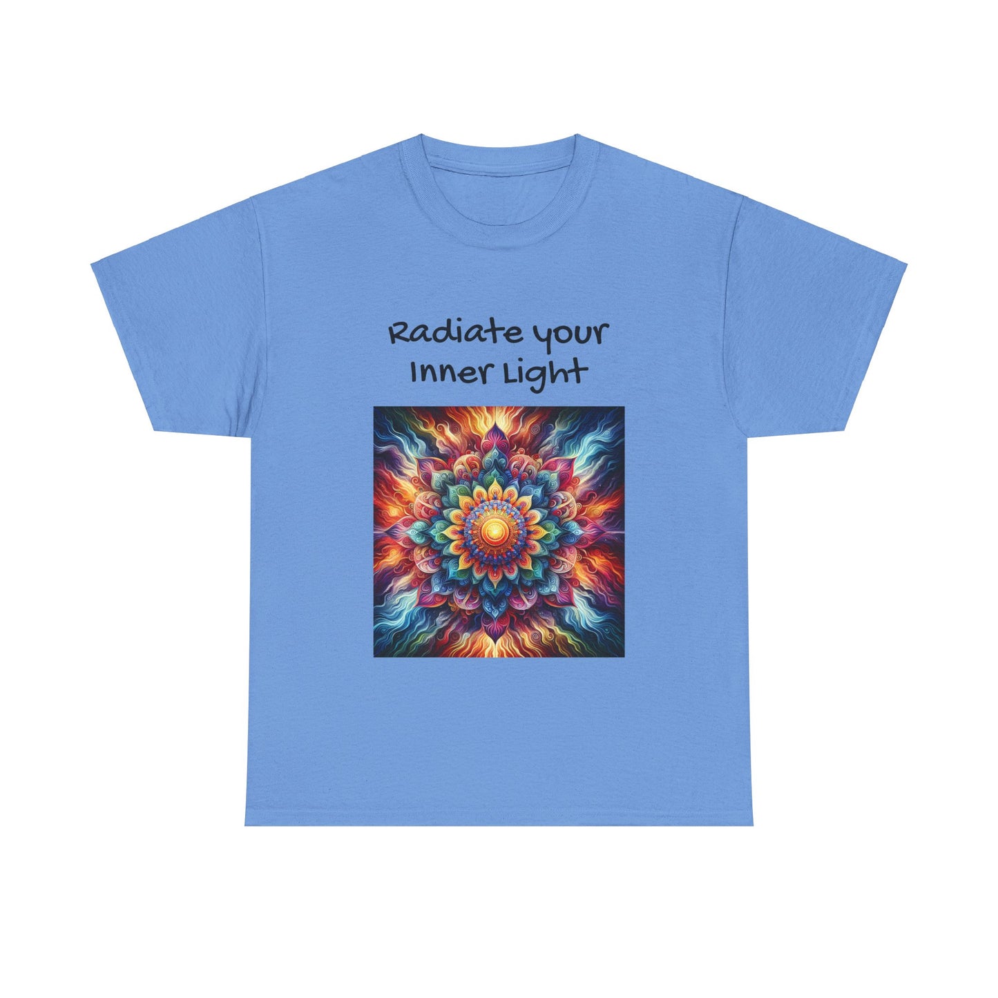 Mandala Sun Design Unisex T-Shirt - 'Radiate Your Inner Light' - 100% Cotton Fabric - Comfortable Tee