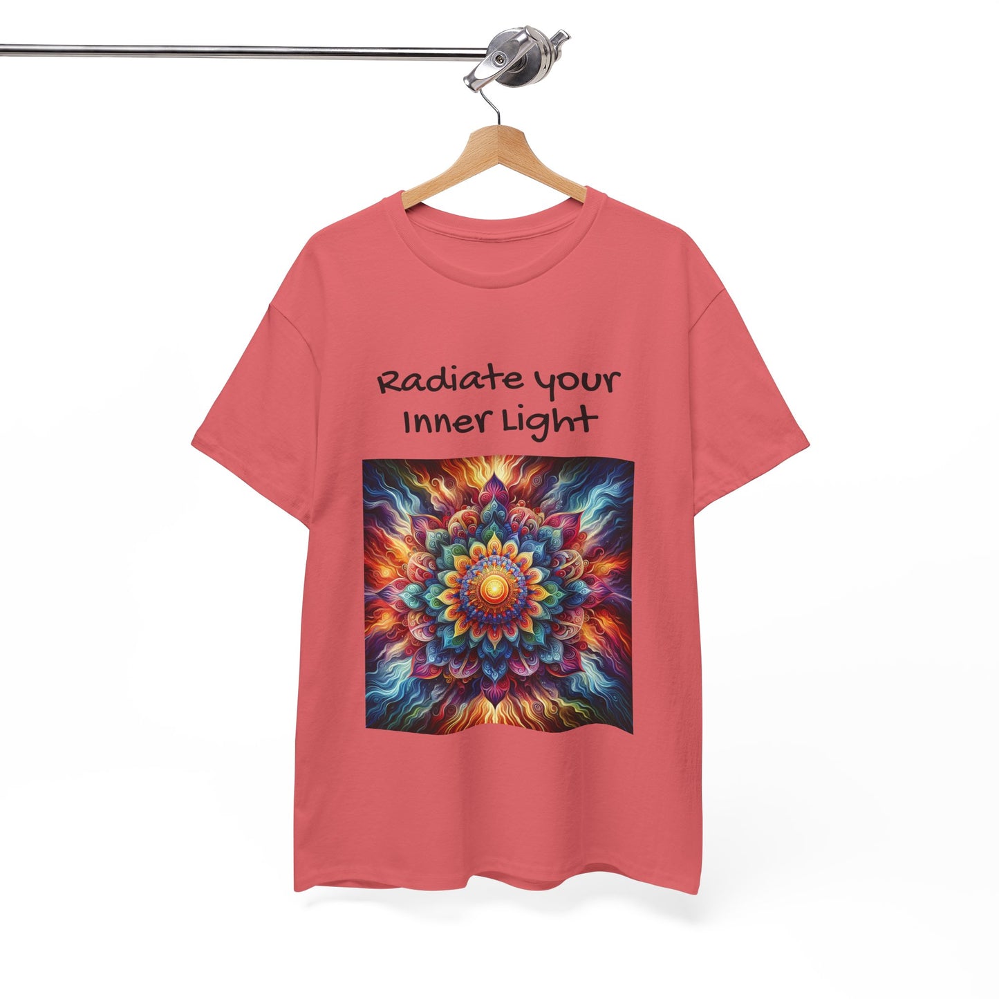 Mandala Sun Design Unisex T-Shirt - 'Radiate Your Inner Light' - 100% Cotton Fabric - Comfortable Tee