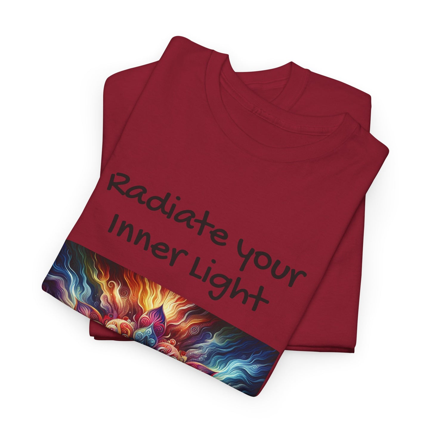 Mandala Sun Design Unisex T-Shirt - 'Radiate Your Inner Light' - 100% Cotton Fabric - Comfortable Tee