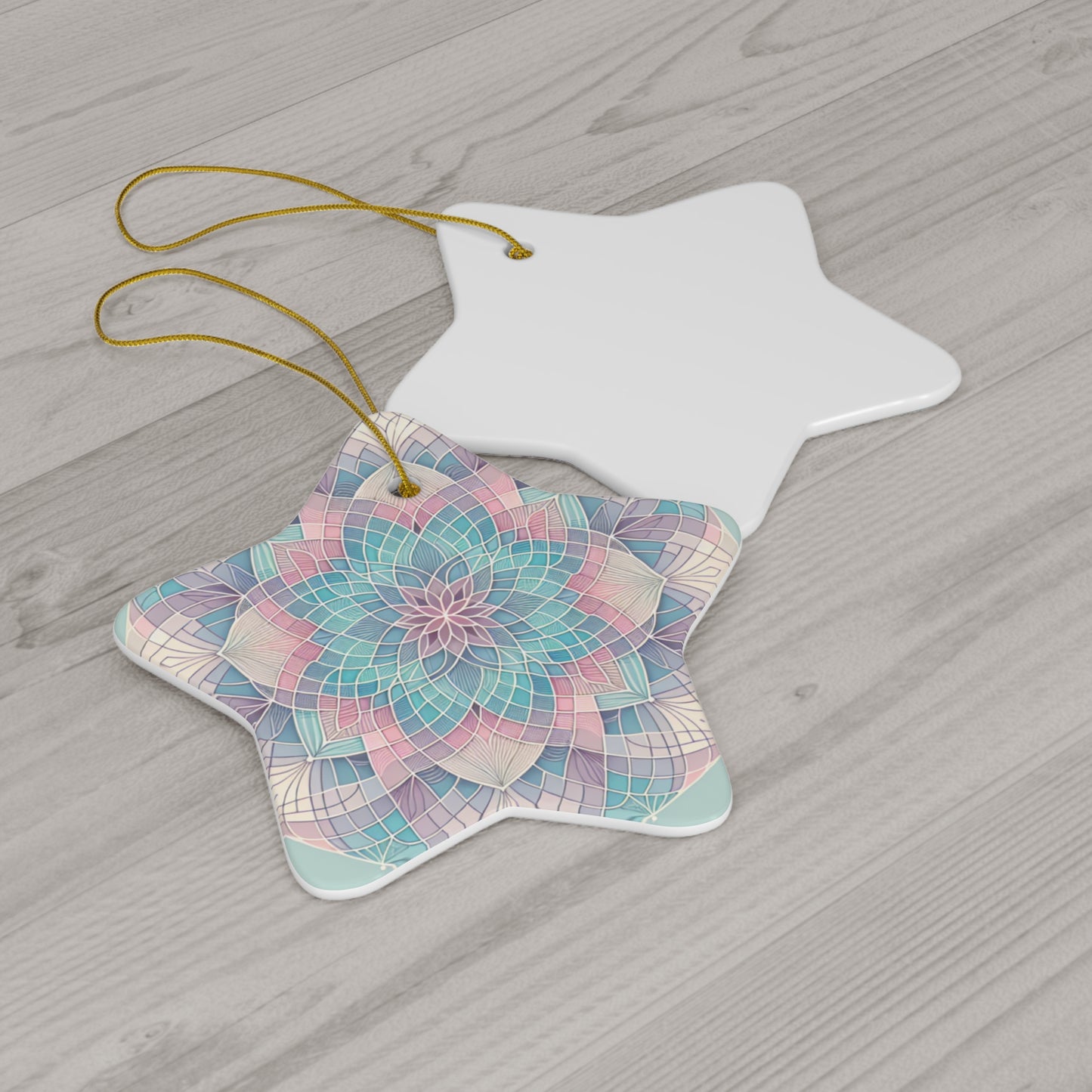 Soft Mandala Sacred Geometry Ornament – Pastel Hues of Tranquility (Star, Snowflake, Circle)