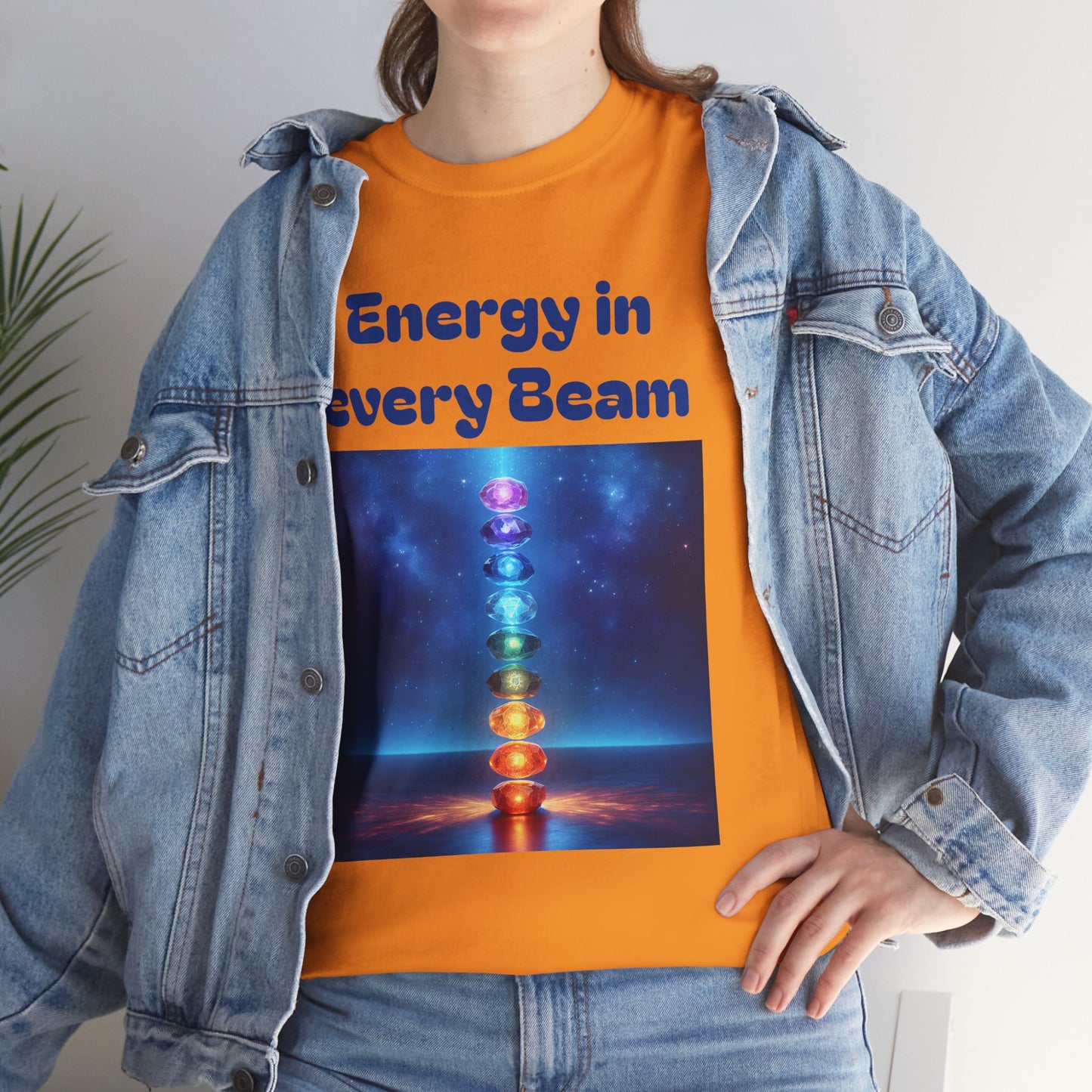 'Energy in Every Beam' Glowing Chakra Stones Unisex T-Shirt – cute shirt Cotton