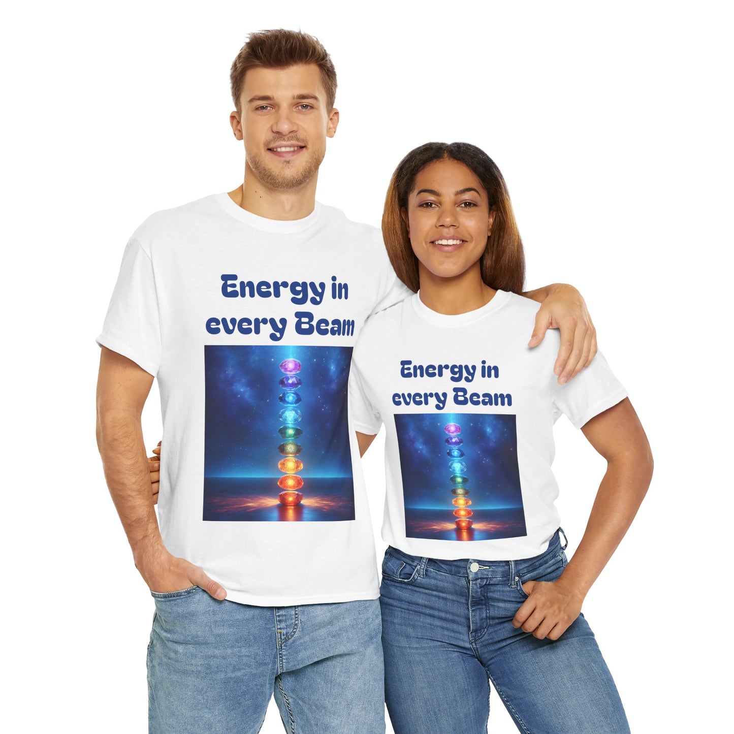 'Energy in Every Beam' Glowing Chakra Stones Unisex T-Shirt – cute shirt Cotton