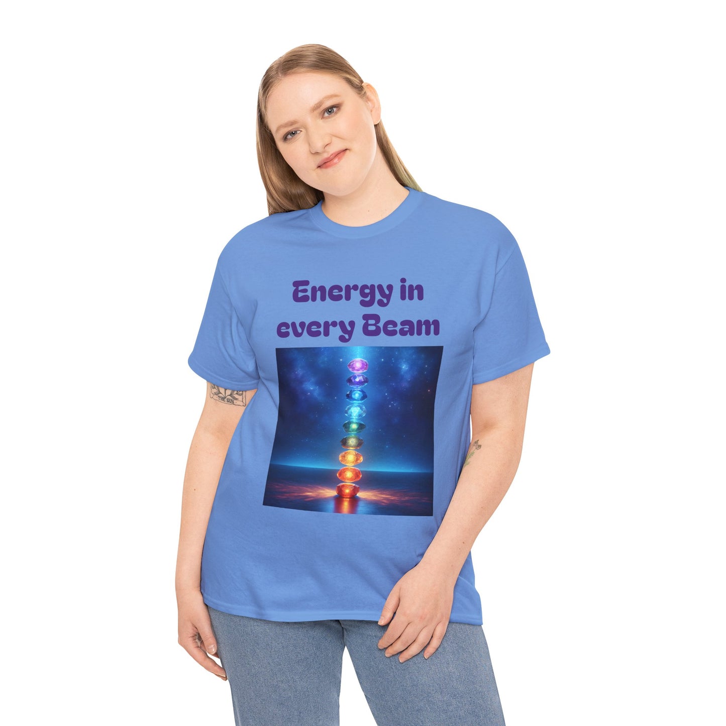 'Energy in Every Beam' Glowing Chakra Stones Unisex T-Shirt – cute shirt Cotton