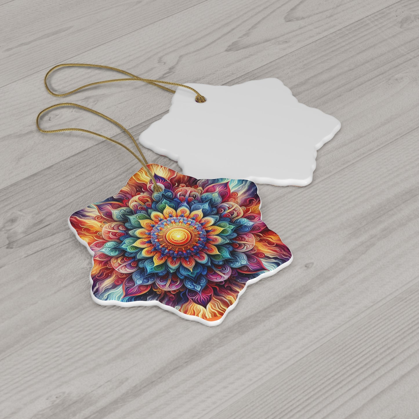 Mandala Ceramic Ornament – ‘Radiate Your Inner Light’ (Star, Snowflake, Circle)