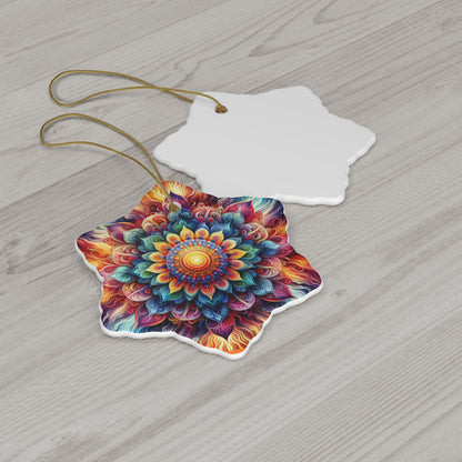 Mandala Ceramic Ornament – ‘Radiate Your Inner Light’ (Star, Snowflake, Circle)