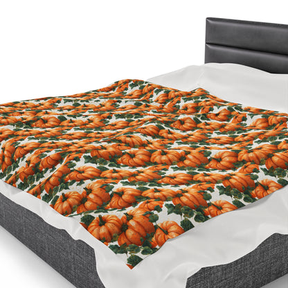 Cozy Fall Comfort- Pumpkin Harvest Velveteen Blanket