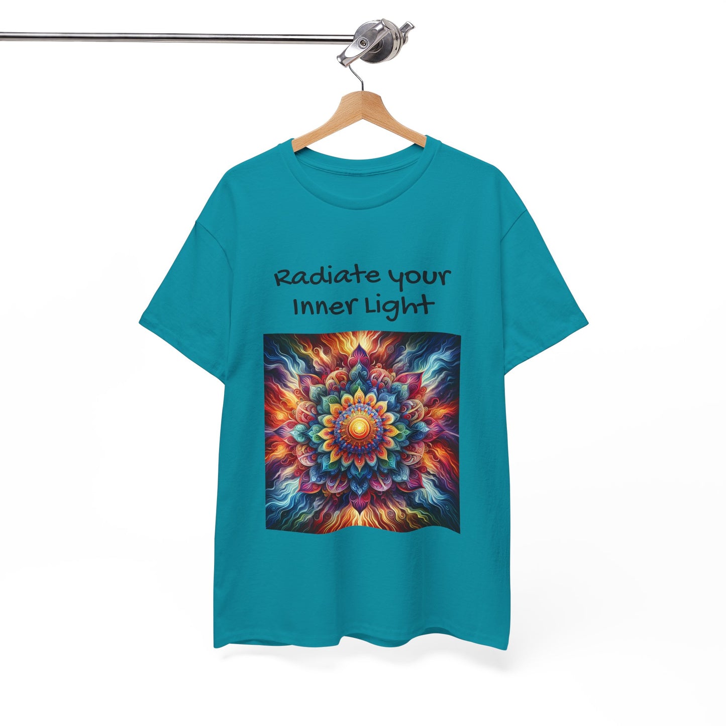 Mandala Sun Design Unisex T-Shirt - 'Radiate Your Inner Light' - 100% Cotton Fabric - Comfortable Tee