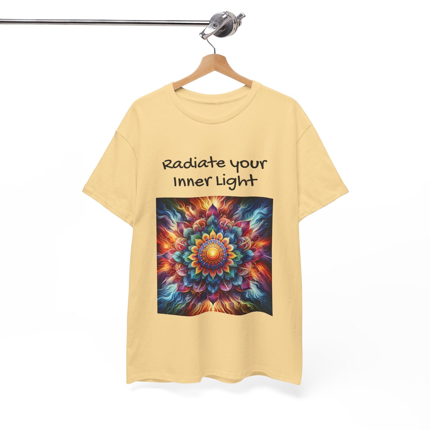 Mandala Sun Design Unisex T-Shirt - 'Radiate Your Inner Light' - 100% Cotton Fabric - Comfortable Tee