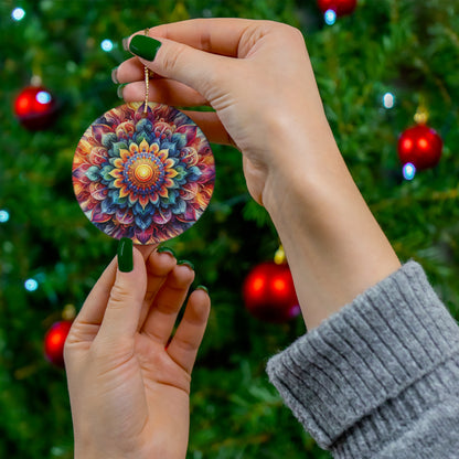 Mandala Ceramic Ornament – ‘Radiate Your Inner Light’ (Star, Snowflake, Circle)