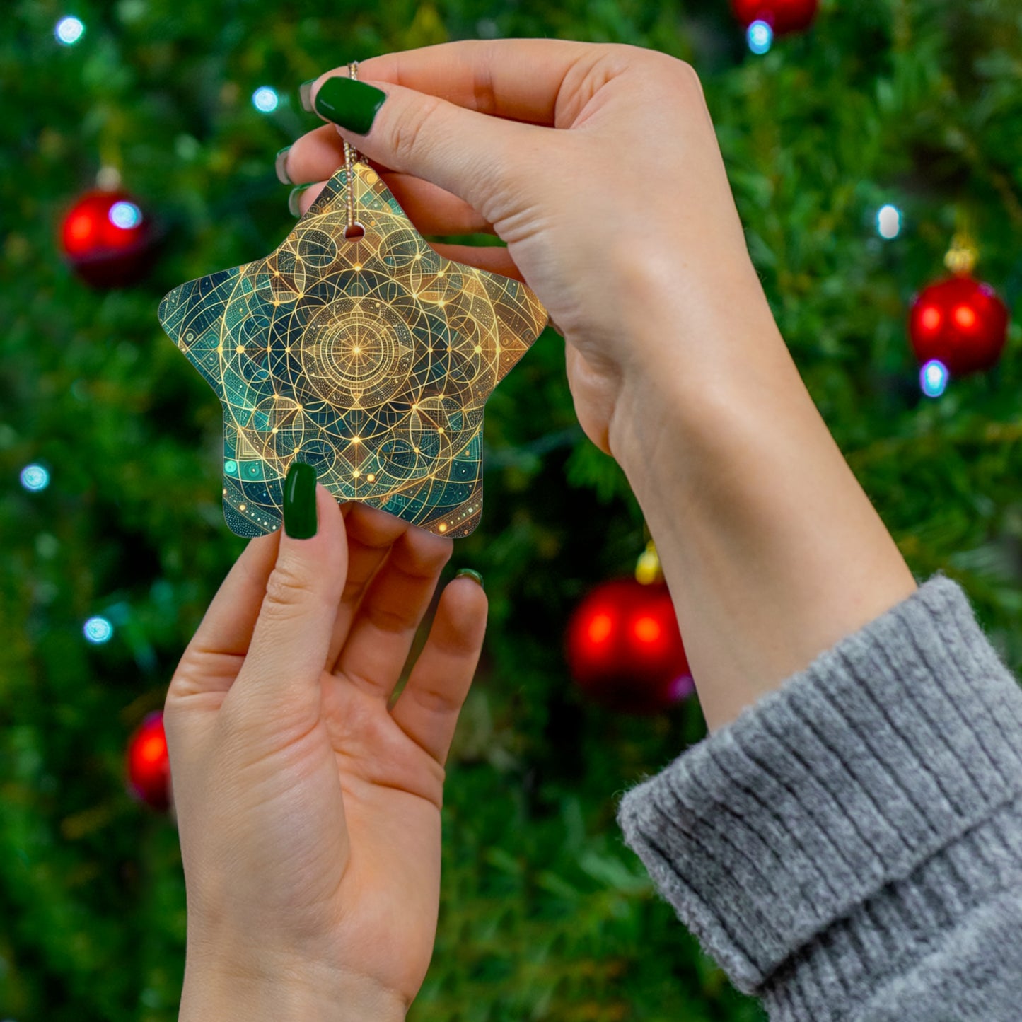 Sacred Geometry Ornament – Radiant Circles and Triangles Design (Star, Heart, Snowflake, Circle)