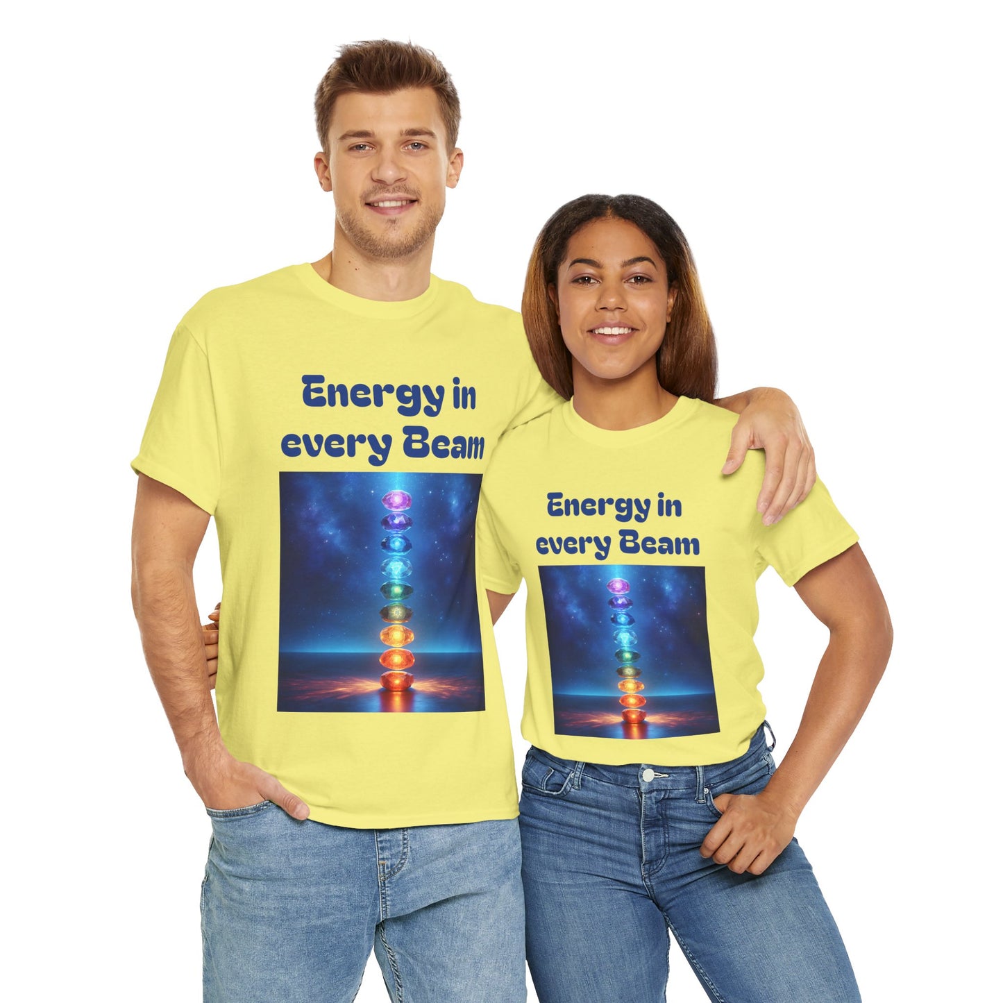 'Energy in Every Beam' Glowing Chakra Stones Unisex T-Shirt – cute shirt Cotton