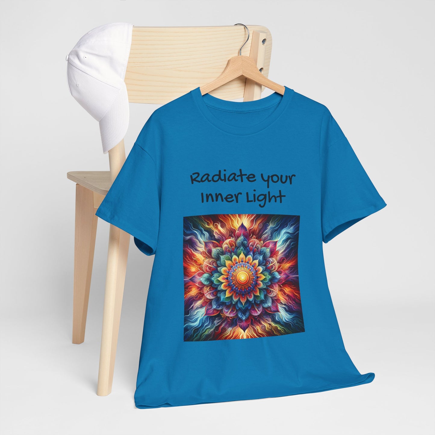 Mandala Sun Design Unisex T-Shirt - 'Radiate Your Inner Light' - 100% Cotton Fabric - Comfortable Tee