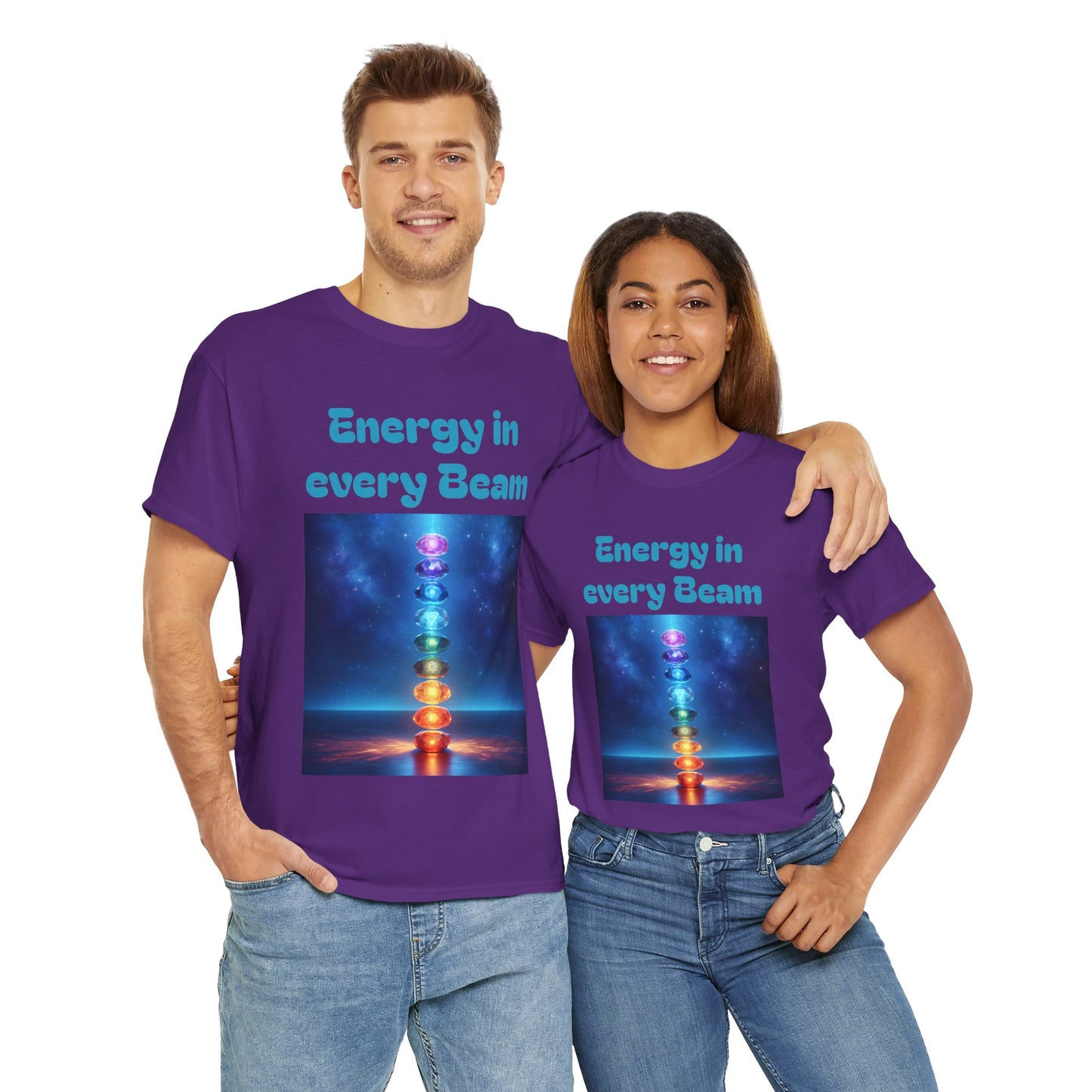 'Energy in Every Beam' Glowing Chakra Stones Unisex T-Shirt – cute shirt Cotton