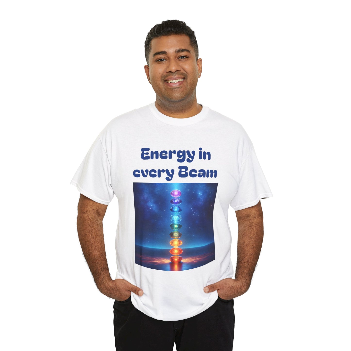 'Energy in Every Beam' Glowing Chakra Stones Unisex T-Shirt – cute shirt Cotton