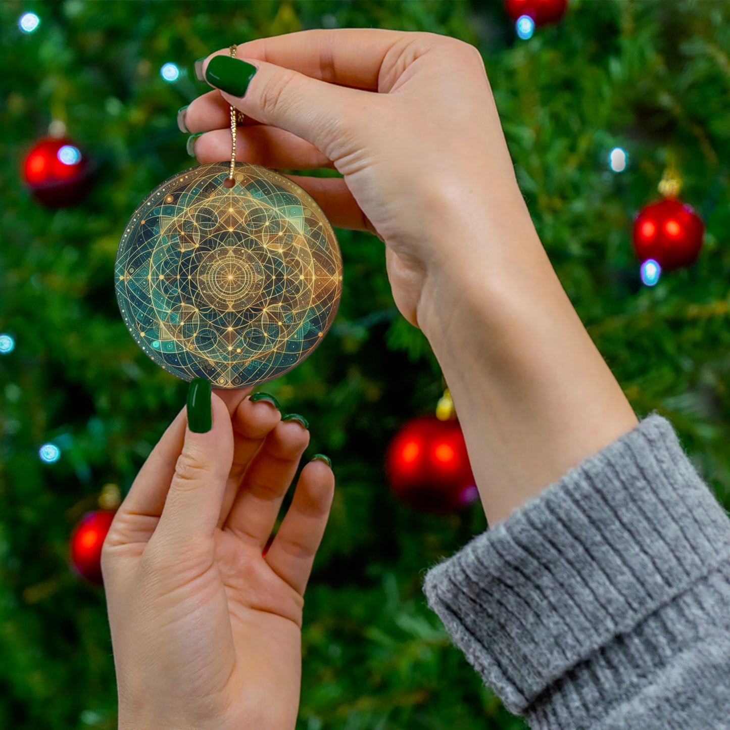 Sacred Geometry Ornament – Radiant Circles and Triangles Design (Star, Heart, Snowflake, Circle)