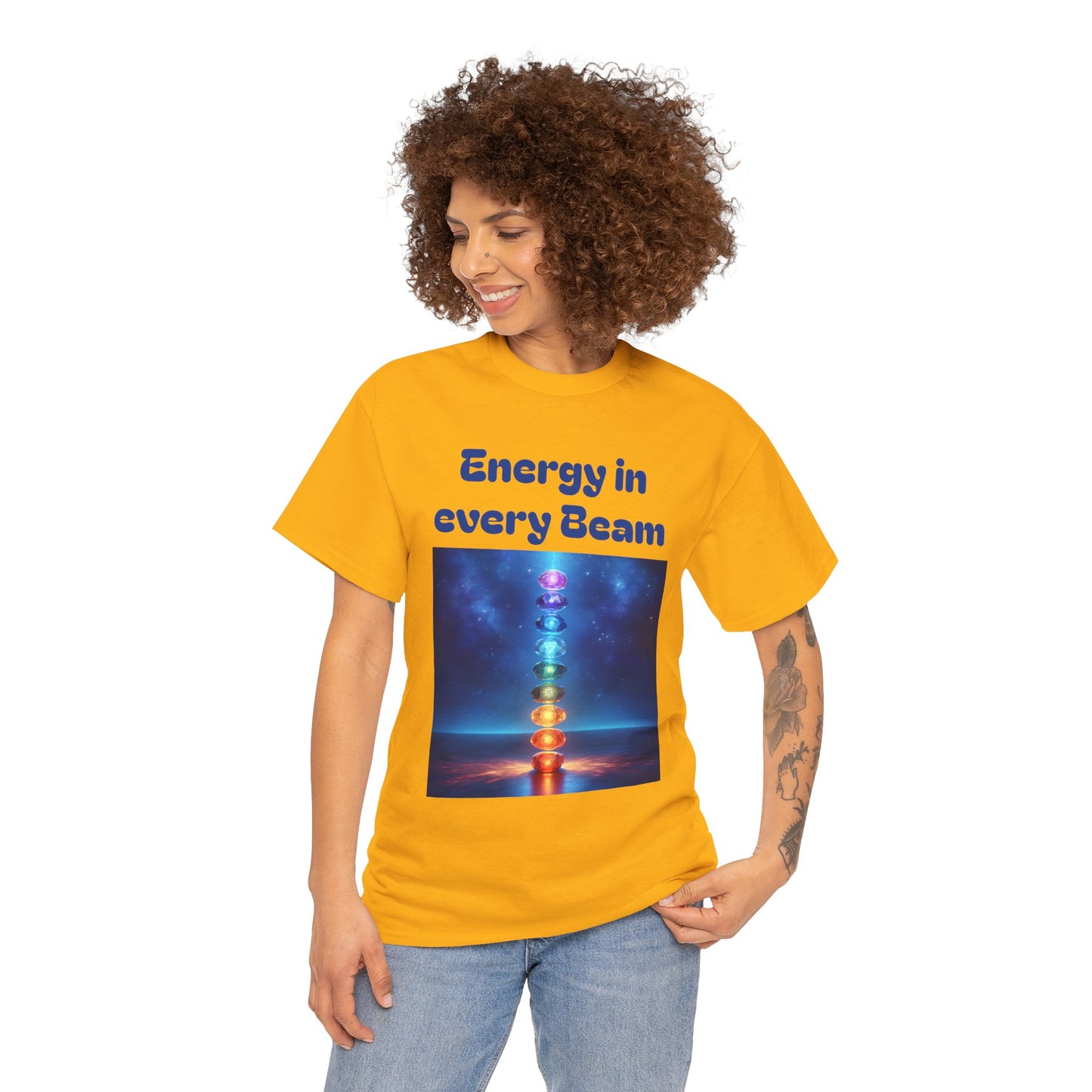 'Energy in Every Beam' Glowing Chakra Stones Unisex T-Shirt – cute shirt Cotton