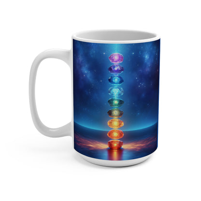 'Energy in Every Bean' Glowing Chakra Stones Ceramic Mug 15oz