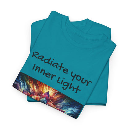 Mandala Sun Design Unisex T-Shirt - 'Radiate Your Inner Light' - 100% Cotton Fabric - Comfortable Tee