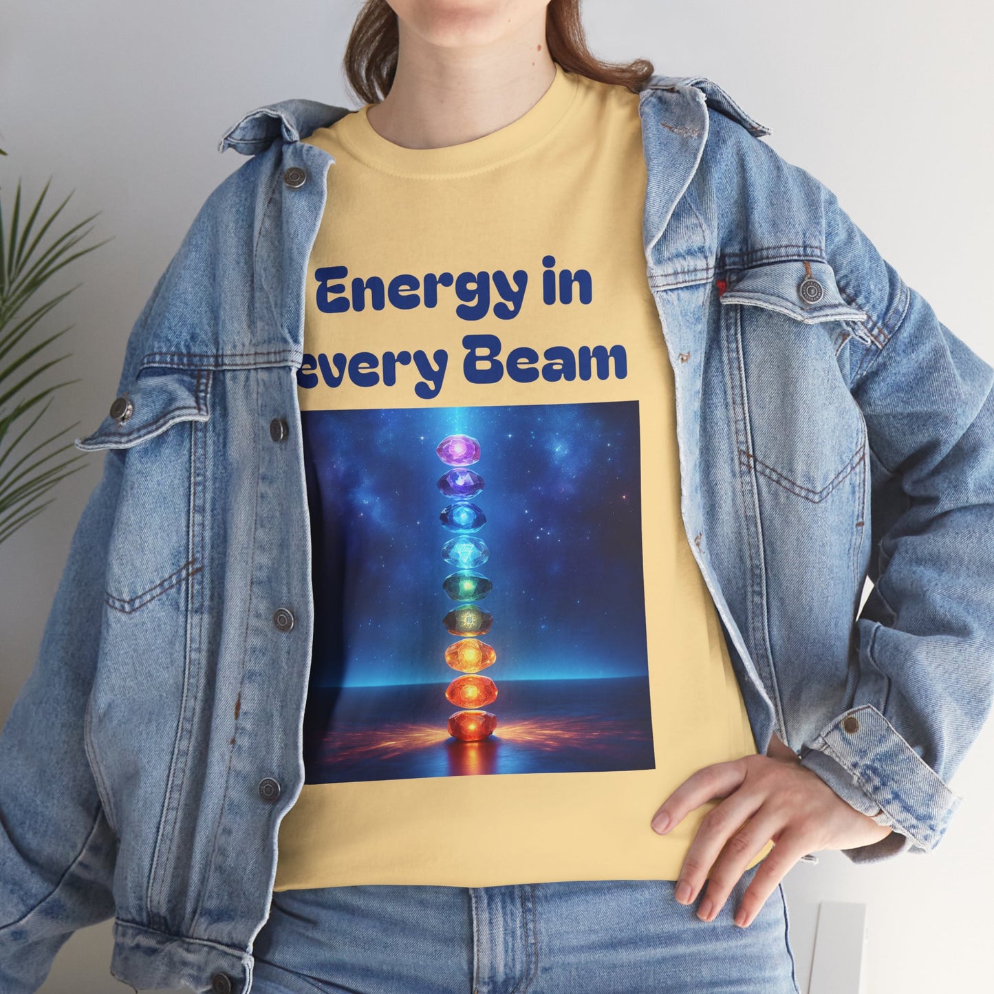 'Energy in Every Beam' Glowing Chakra Stones Unisex T-Shirt – cute shirt Cotton