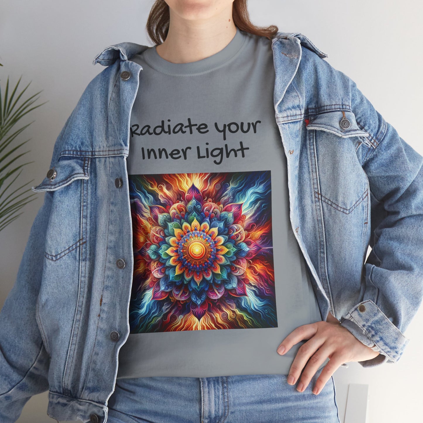 Mandala Sun Design Unisex T-Shirt - 'Radiate Your Inner Light' - 100% Cotton Fabric - Comfortable Tee