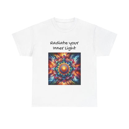 Mandala Sun Design Unisex T-Shirt - 'Radiate Your Inner Light' - 100% Cotton Fabric - Comfortable Tee