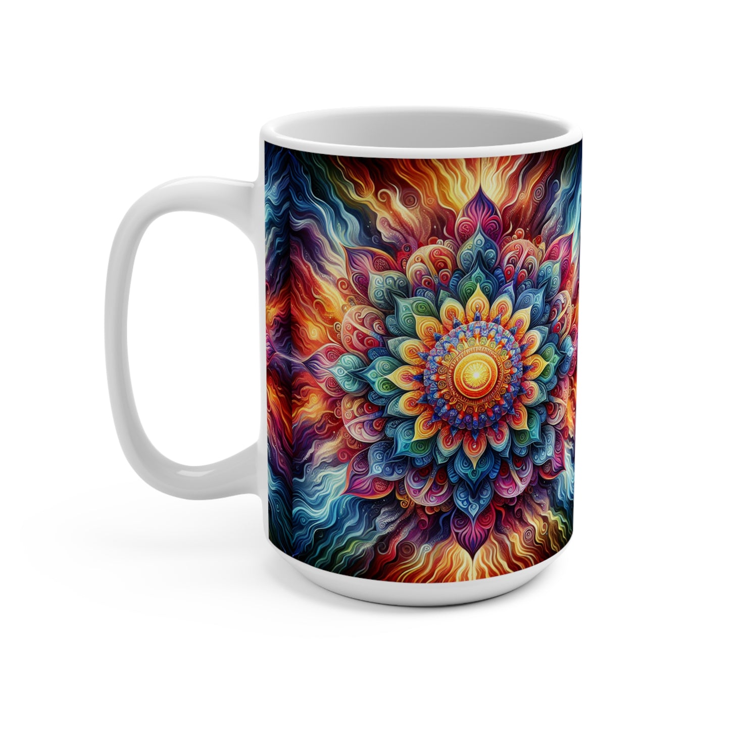 Mandala Ceramic Mug 15oz – ‘Radiate Your Inner Light’