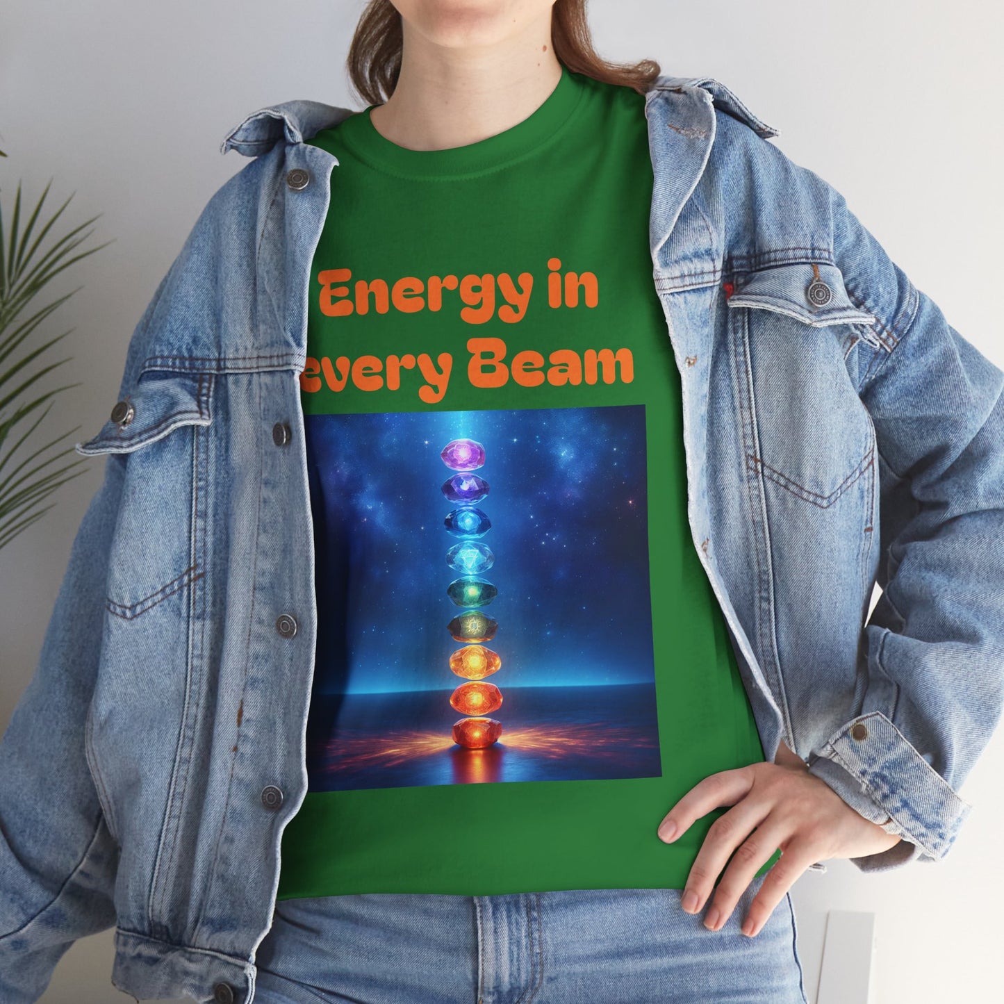 'Energy in Every Beam' Glowing Chakra Stones Unisex T-Shirt – cute shirt Cotton