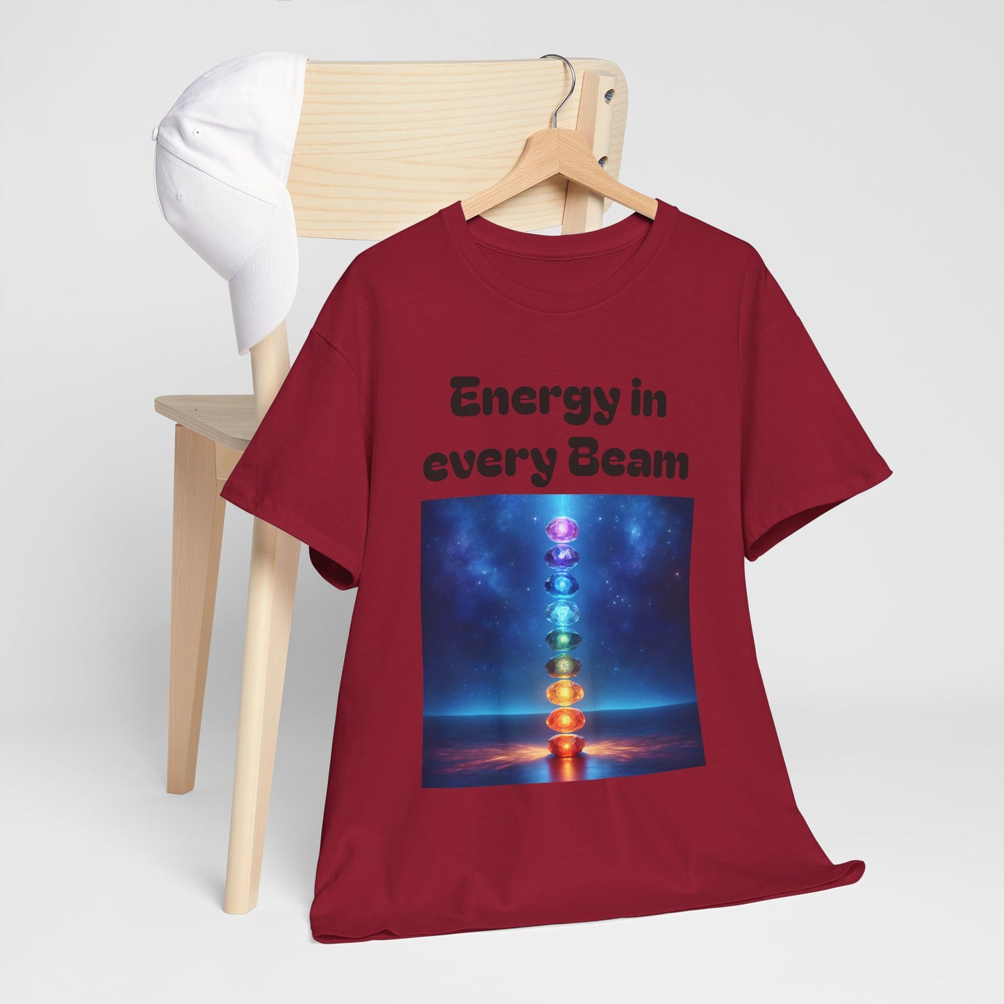 'Energy in Every Beam' Glowing Chakra Stones Unisex T-Shirt – cute shirt Cotton