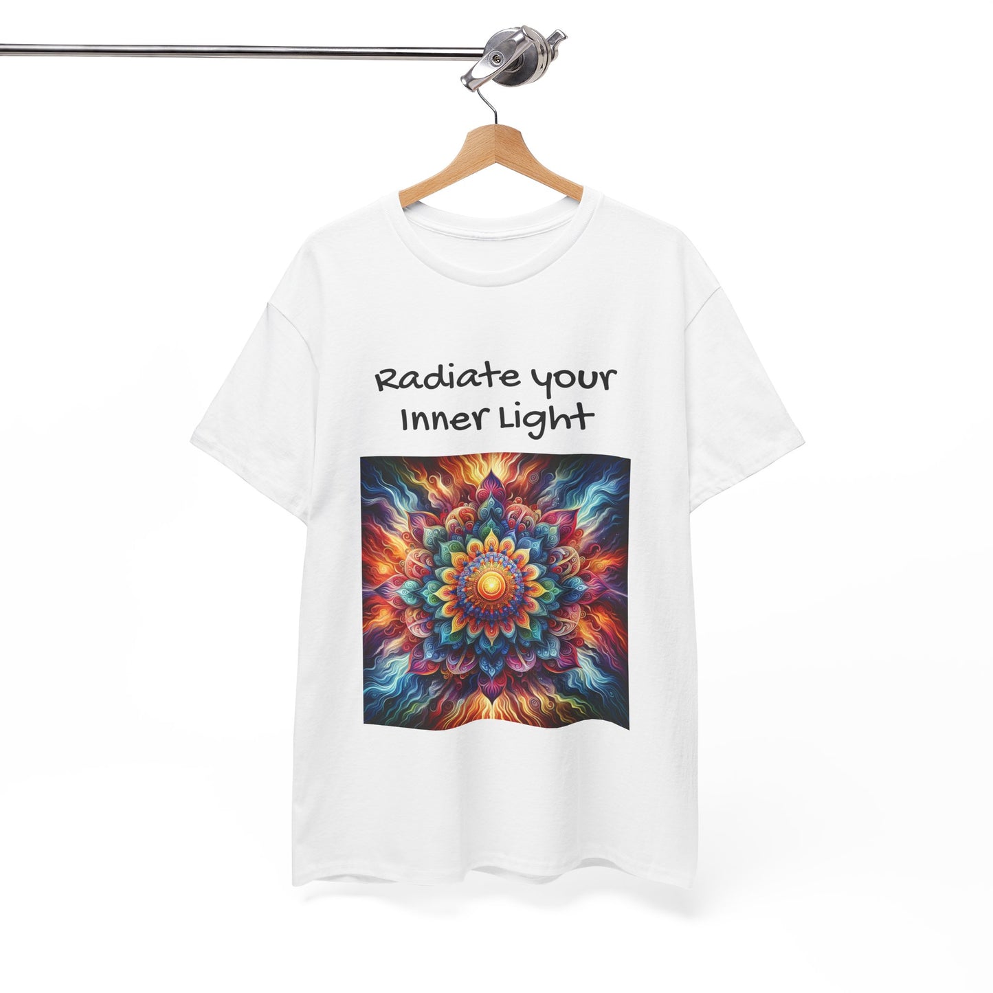 Mandala Sun Design Unisex T-Shirt - 'Radiate Your Inner Light' - 100% Cotton Fabric - Comfortable Tee