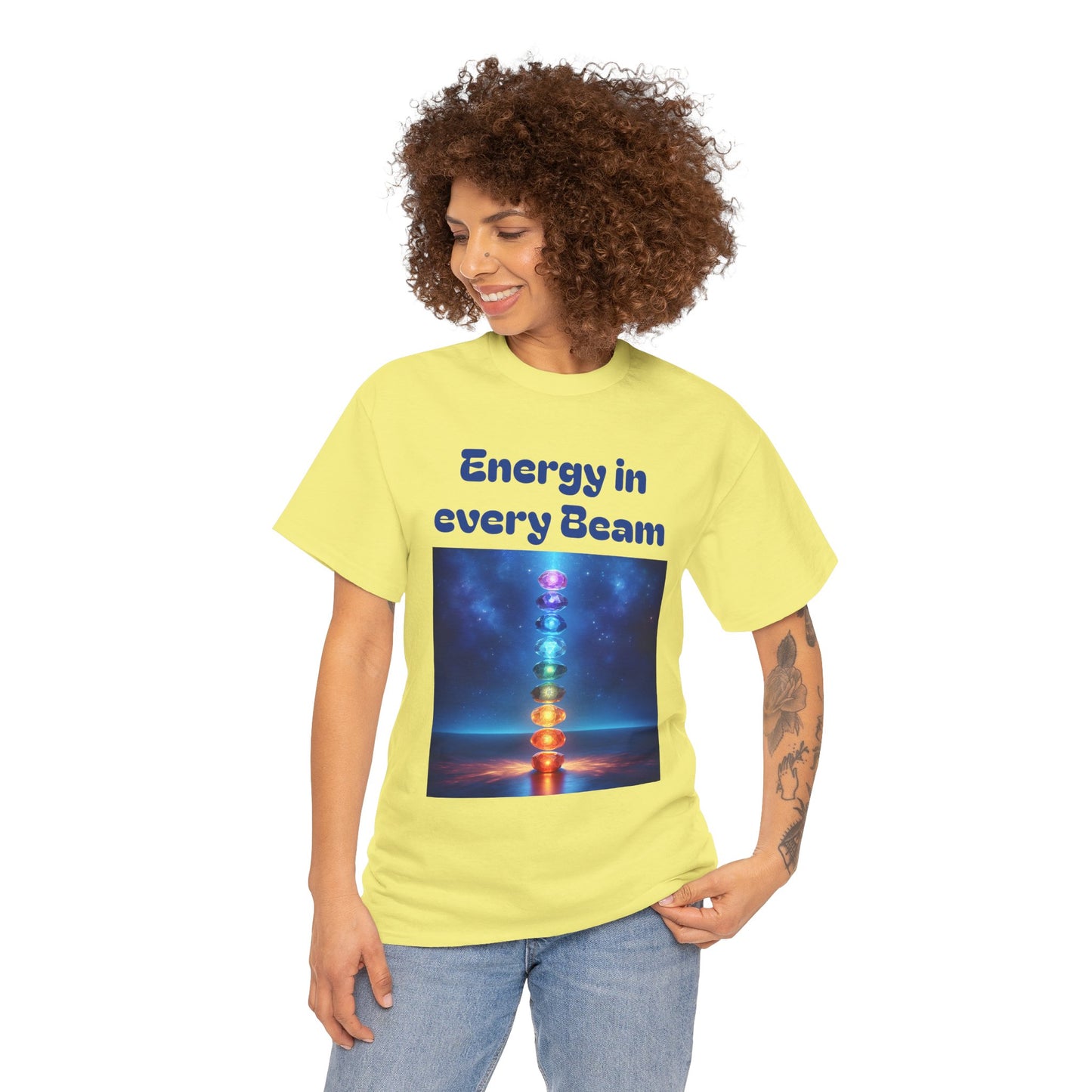 'Energy in Every Beam' Glowing Chakra Stones Unisex T-Shirt – cute shirt Cotton