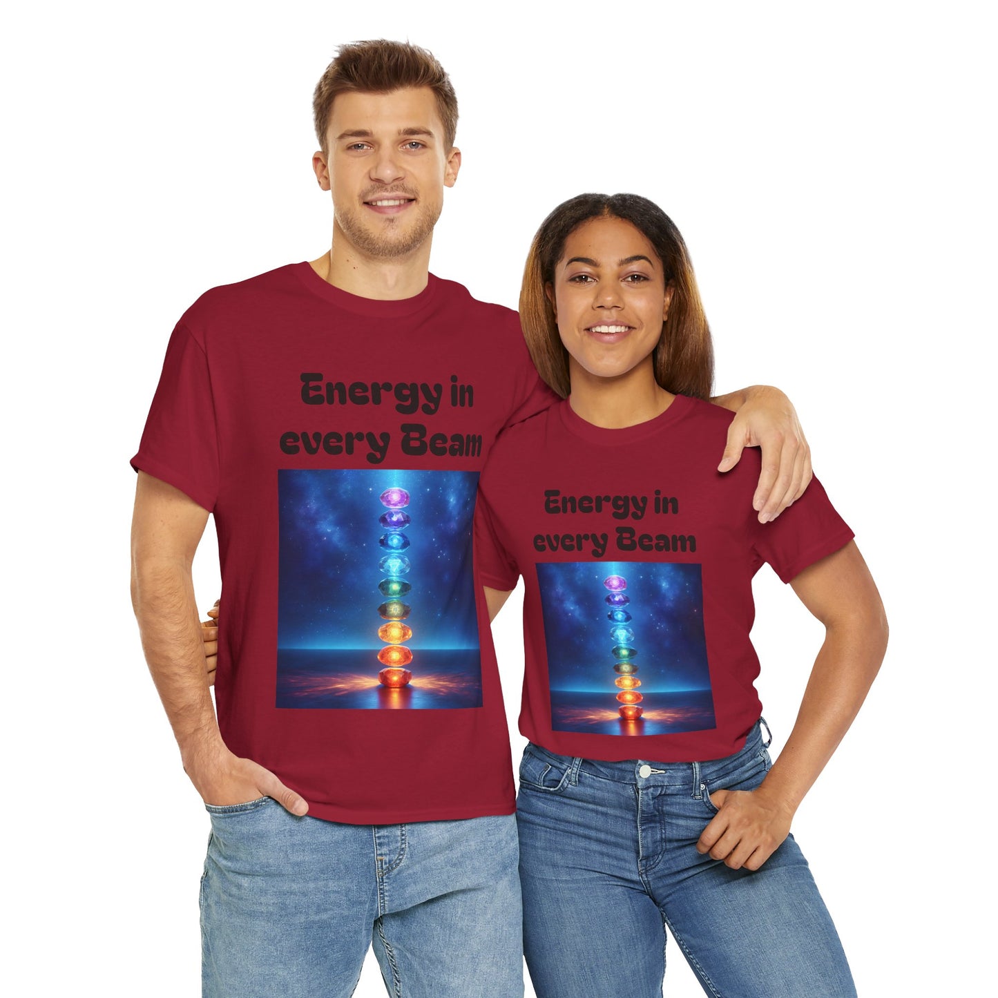 'Energy in Every Beam' Glowing Chakra Stones Unisex T-Shirt – cute shirt Cotton