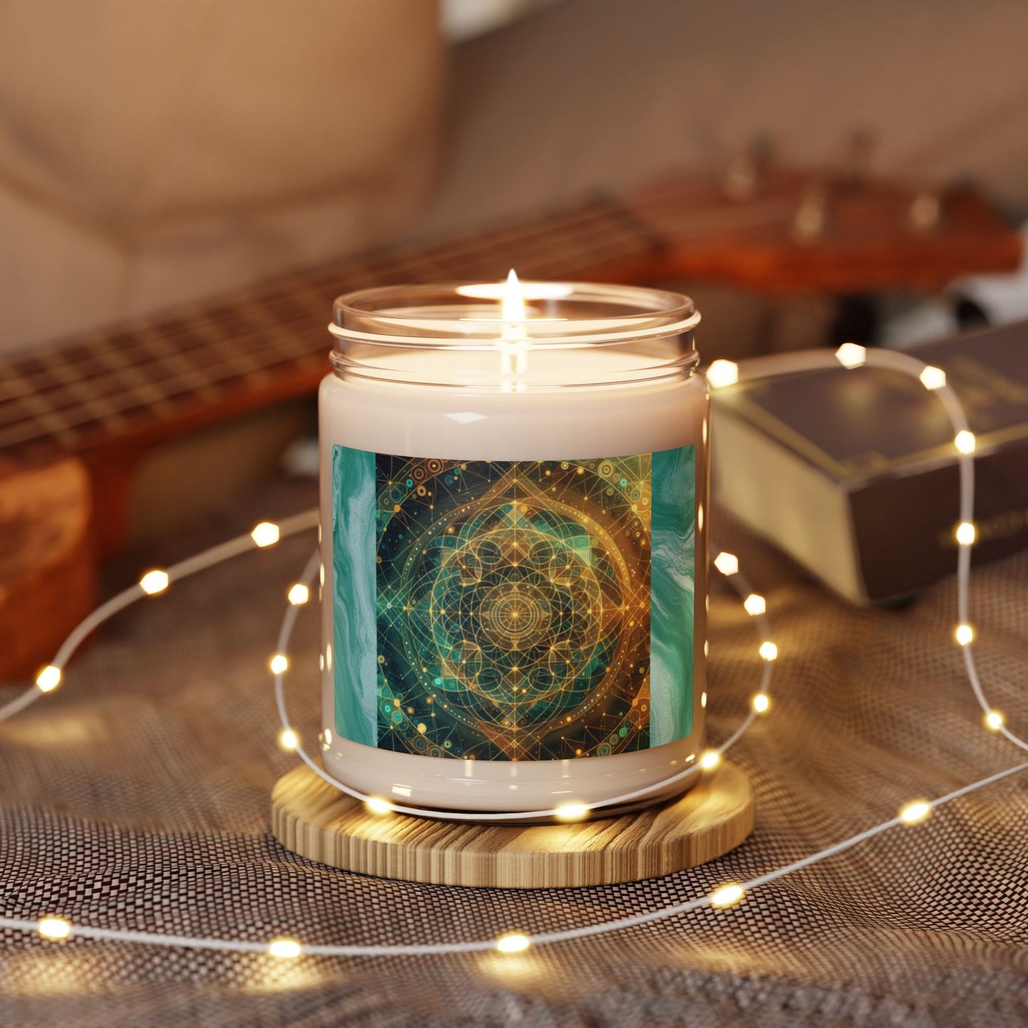 Radiant Sacred Geometry Soy Candle – ‘Balance and Harmony’ Scented Soy Candle, 9oz