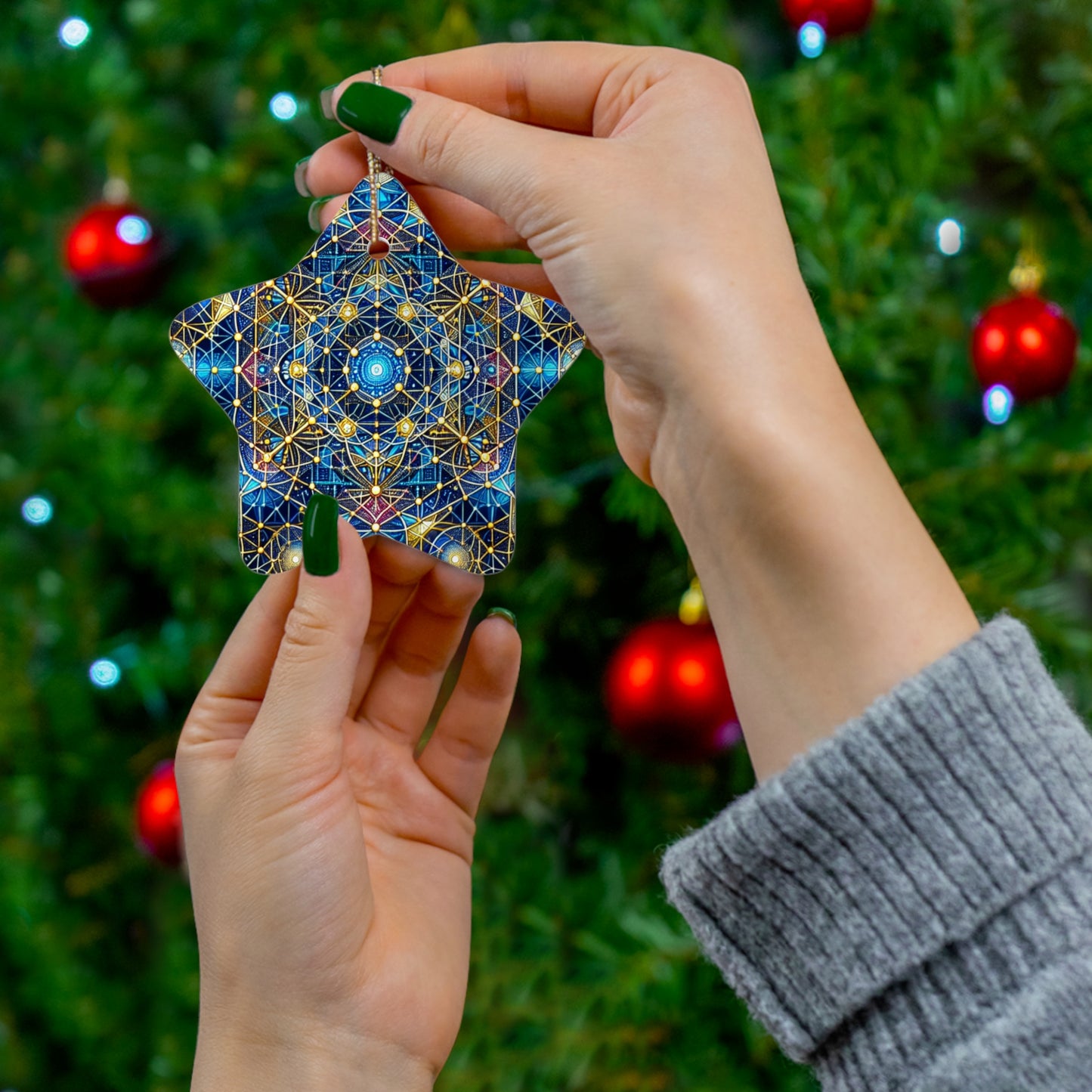 Metatron’s Cube Sacred Geometry Ornament – Creation and Interconnection (Star, Snowflake, Circle)